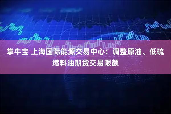 掌牛宝 上海国际能源交易中心:调整原油、低硫燃料油期货交易限额